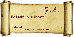 Foltán Albert névjegykártya
