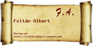 Foltán Albert névjegykártya
